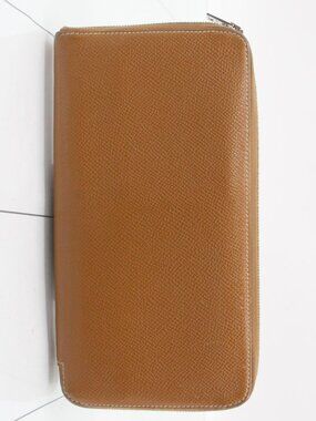 Hermes Brown Zip Around Leather Wallet